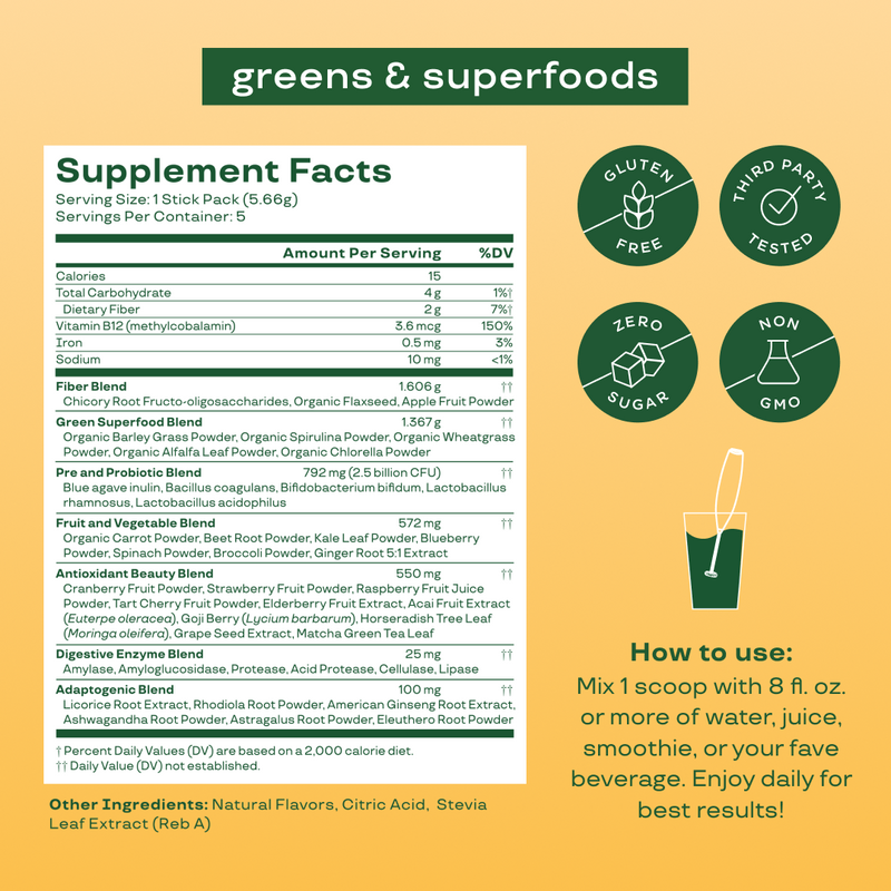 Greens Stick Packs | Bloom Nutrition