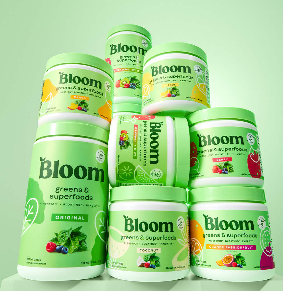 Bloom Greens & Superfoods for digestion, bloating, and immunity in multiple flavor options